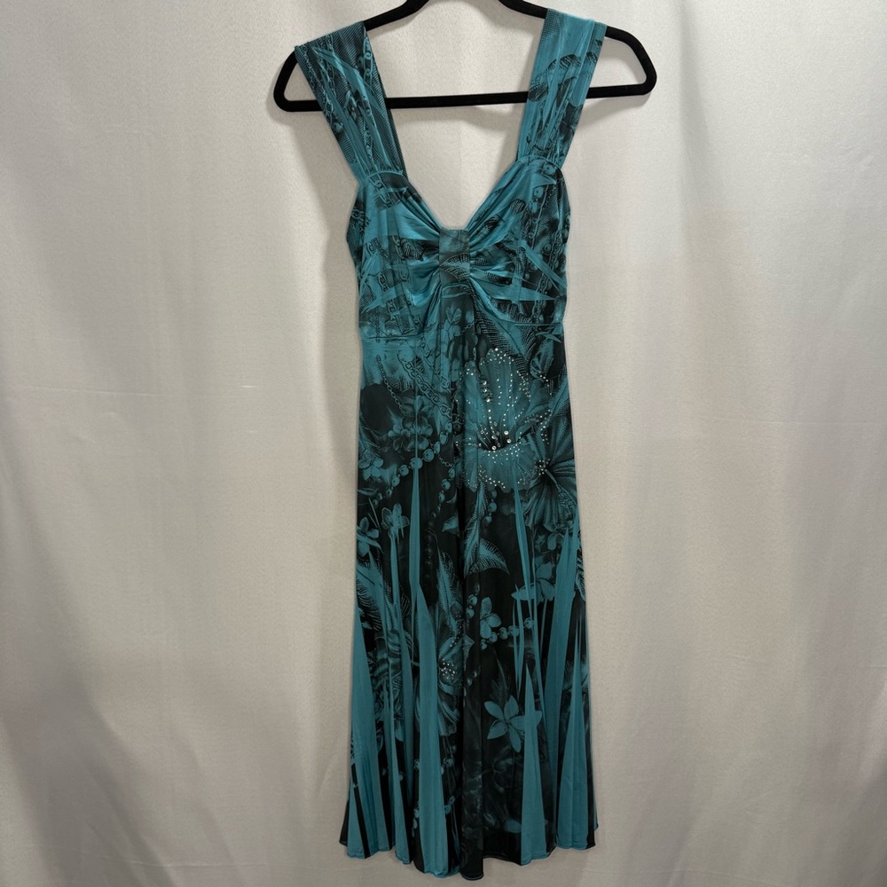J-M Hawaii Blue Floral Rhinestone Dress – Women’s Medium